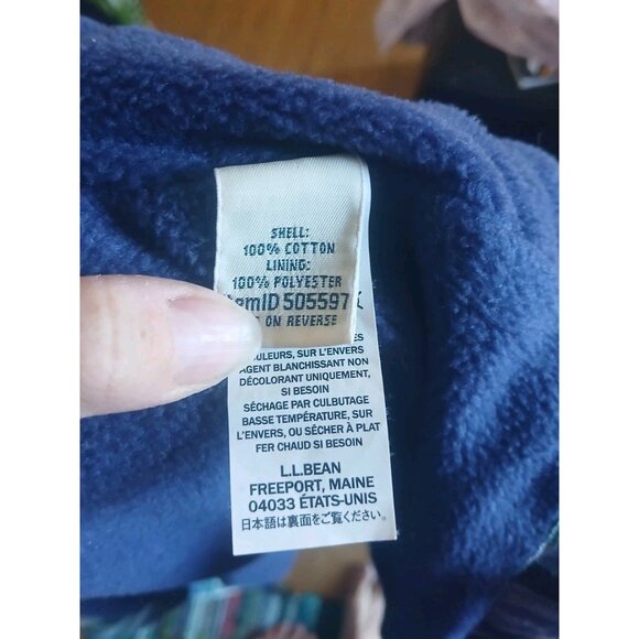 LL Bean Fleece-Lined Flannel Shirt Size Large Blue Shacket Snap-Front Plaid - Picture 11 of 11